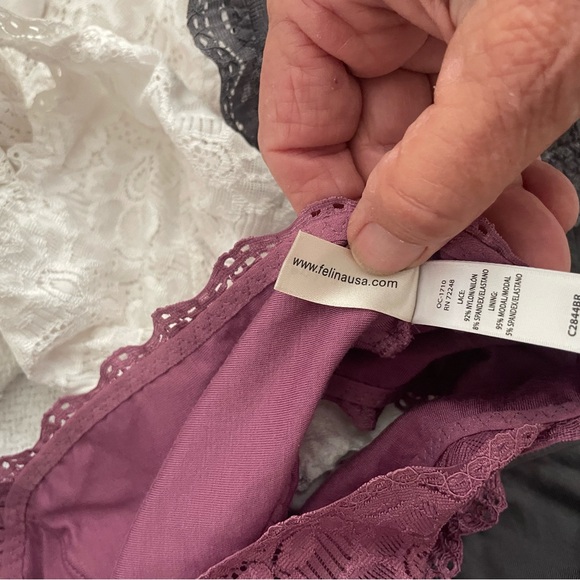 Felina Lace Bundle of 3 pieces Sz Large racerback bralette BRA - Picture 5 of 5